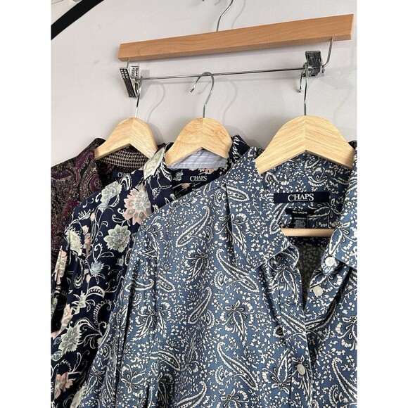 Chaps Tops - Lot of 3 Chaps Multicolor Paisley Print LS Cotton No Iron Button Up Shirt -‎ 1X